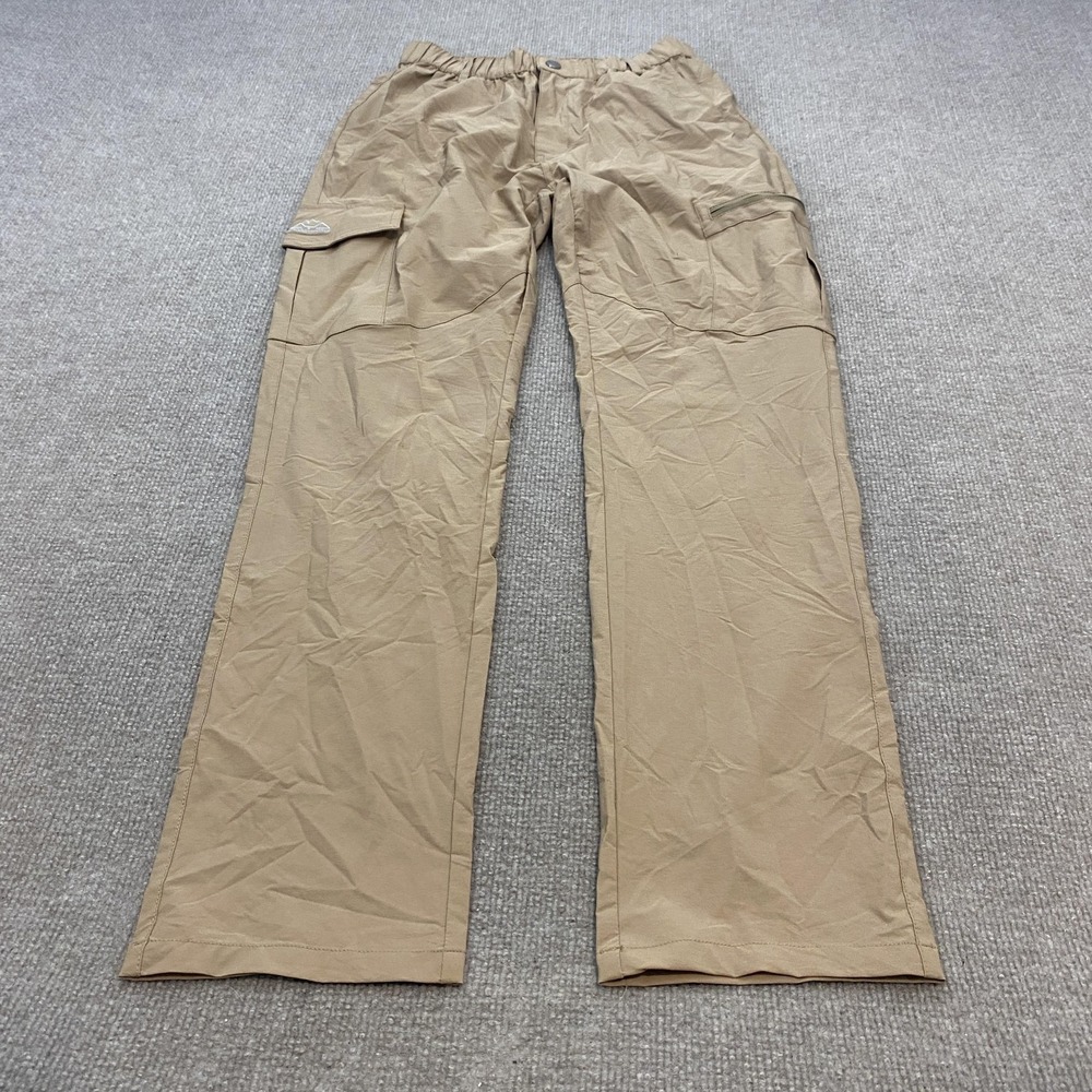 Outdoorsports Pants Mens Small Beige Nylon Stretch Hiking Cargo Zip Pocket